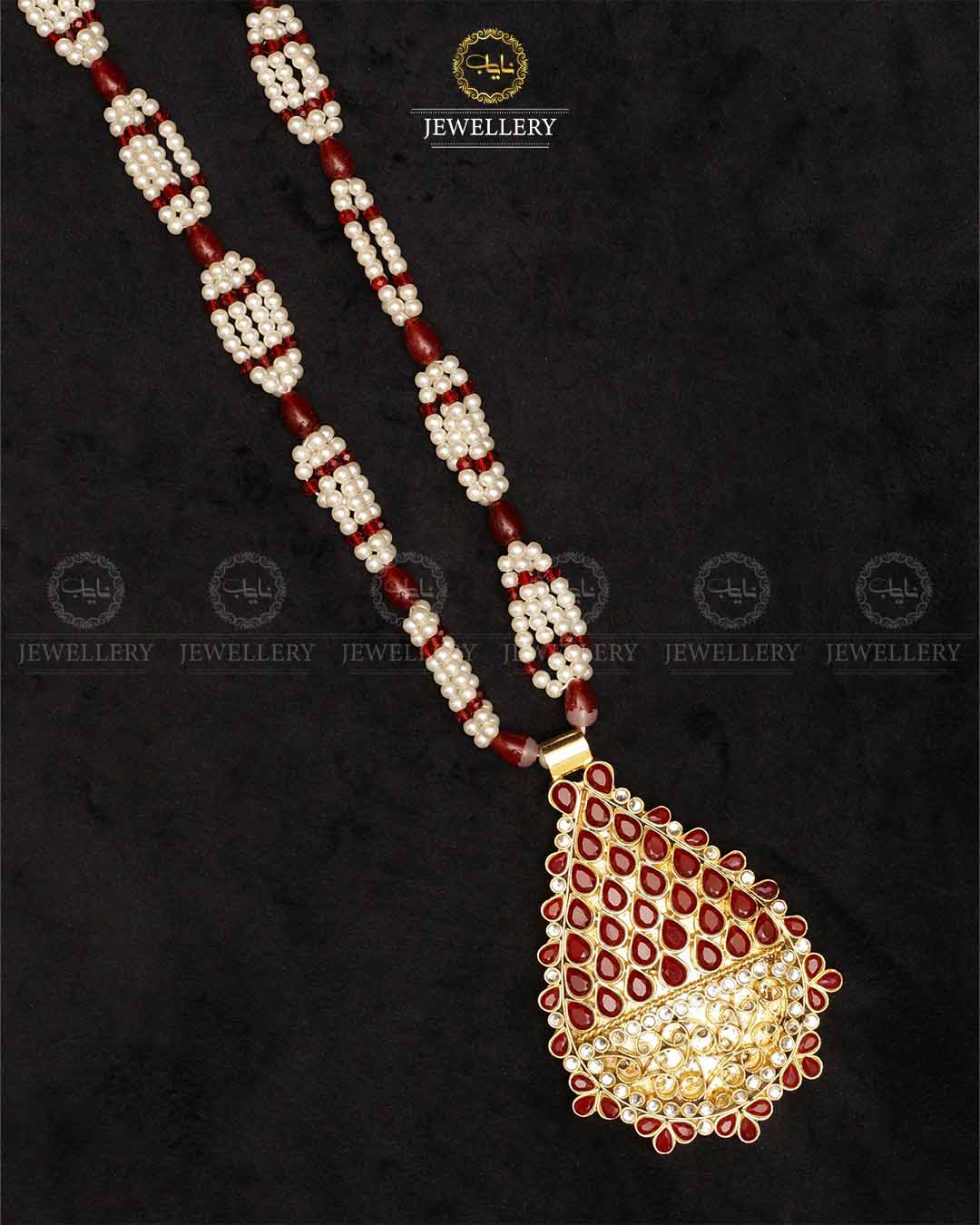 Farshi Kundan Real stones Big size Pendant mala (without Earrings)-2175