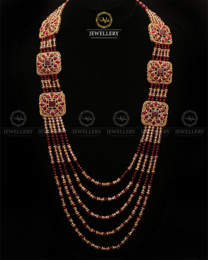 Bridal Broch Mala (with out Earrings)-2732-Golden Nayab Jewellery