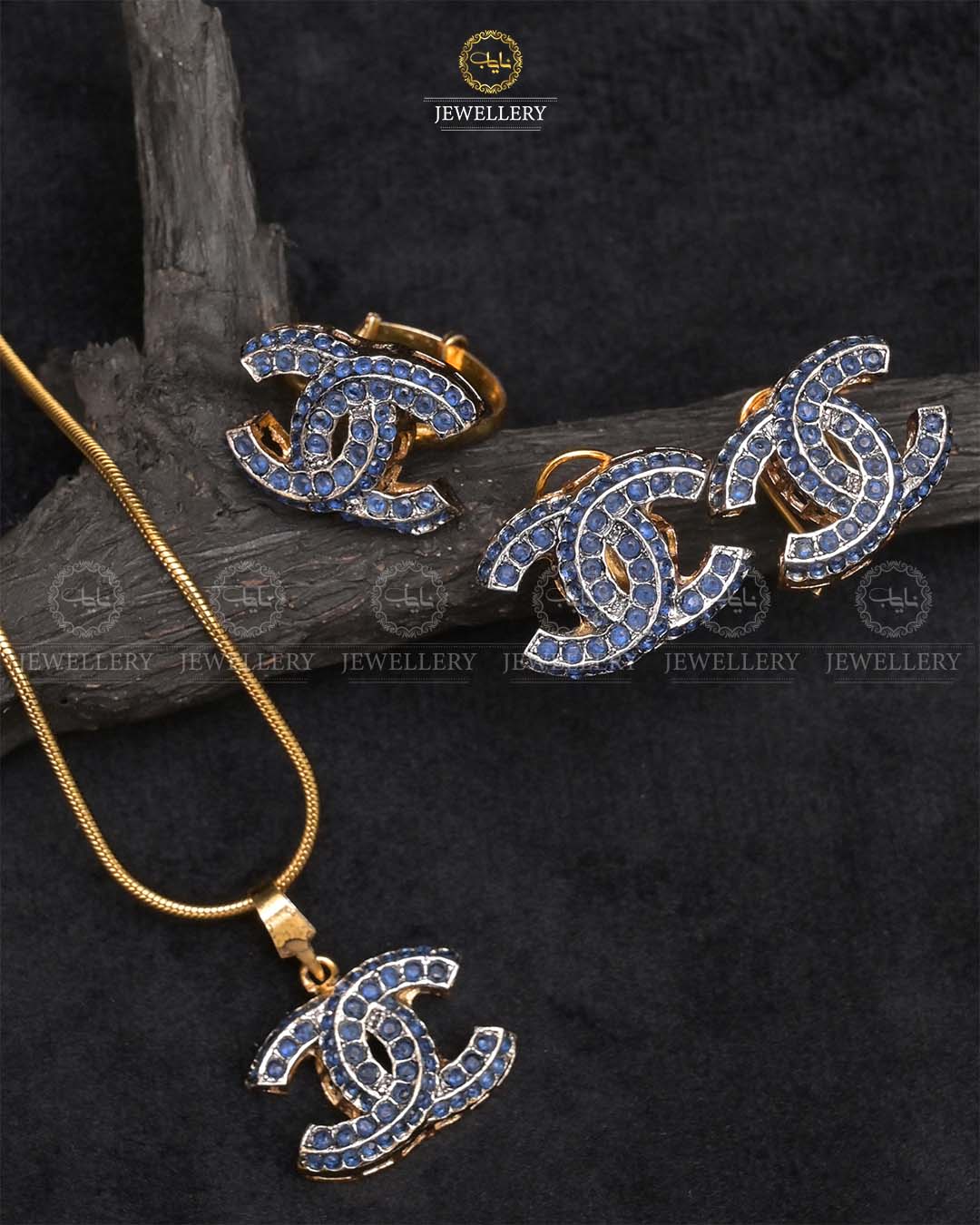 Channel Pendant combo Locket set with chain-2433