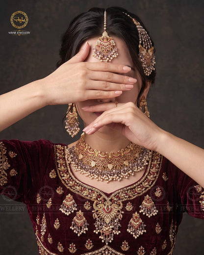 Gold plated Real stone Bridal set-2932