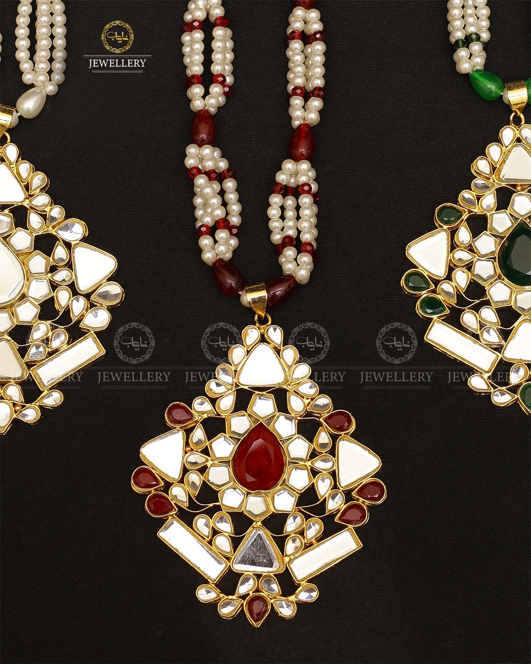 Farshi Kundan Real stones Big size Pendant mala (without Earrings)-2147