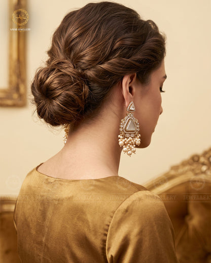 Dimond Cutt Earrings E-3010-Golden