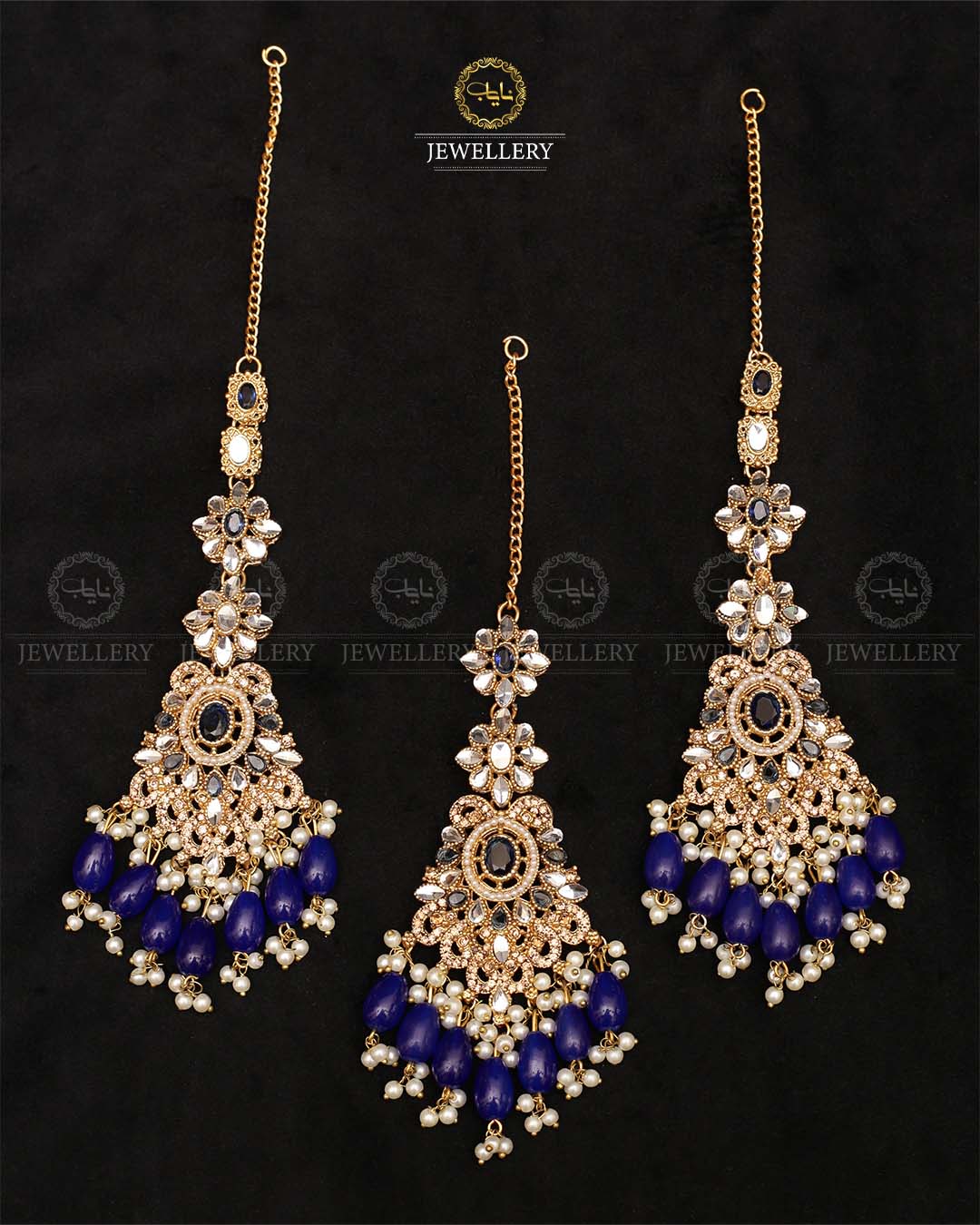 Zarq kundan Earrings Tika-2374-Golden Nayab Jewellery