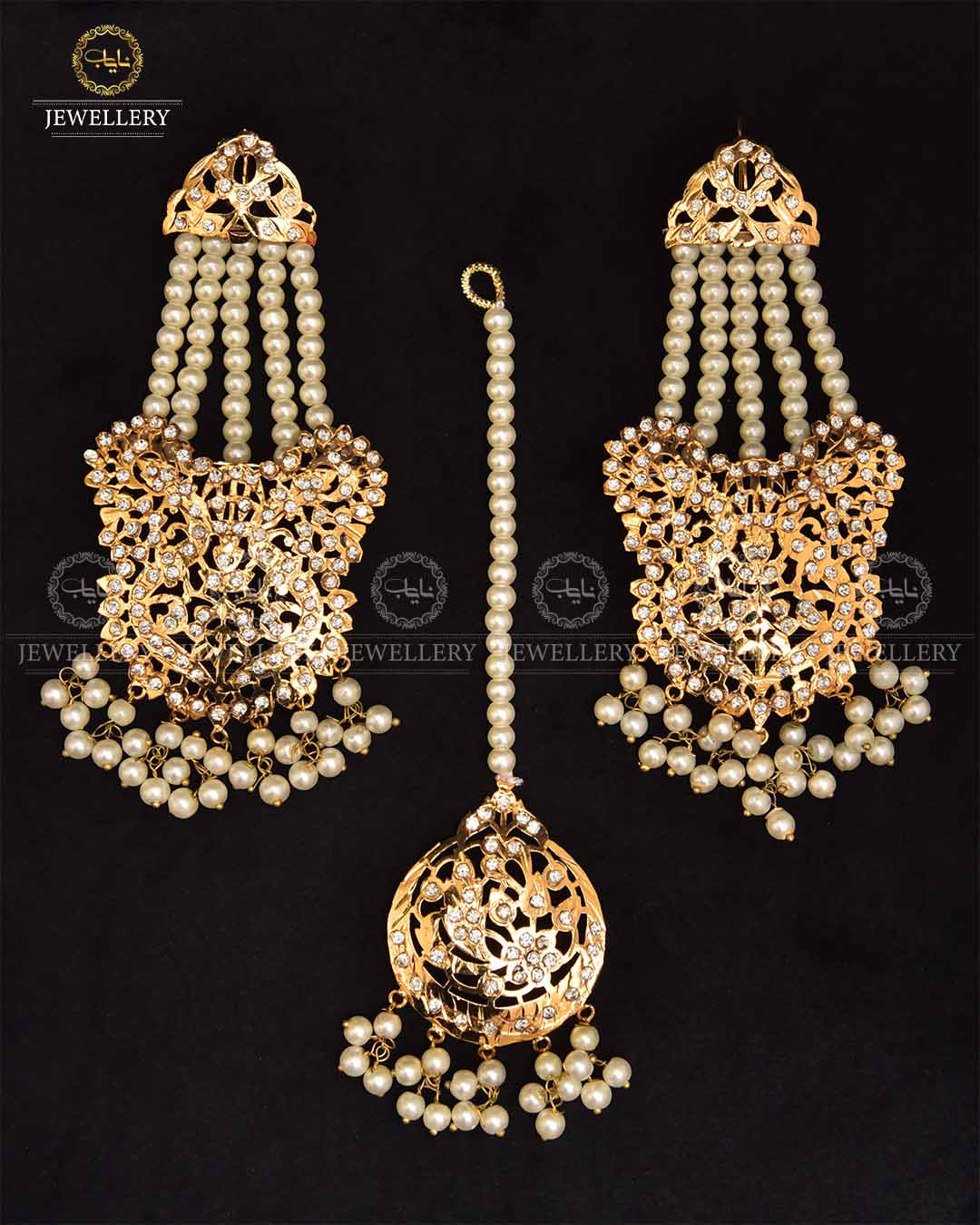 Hyedrabadi Earrings Tika set-2277-Golden