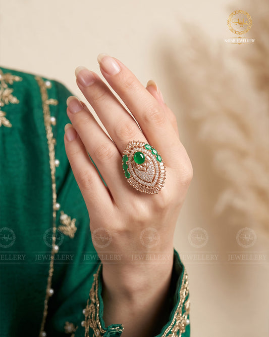 Turkish Zirconia adjustable Ring R-416-Golden