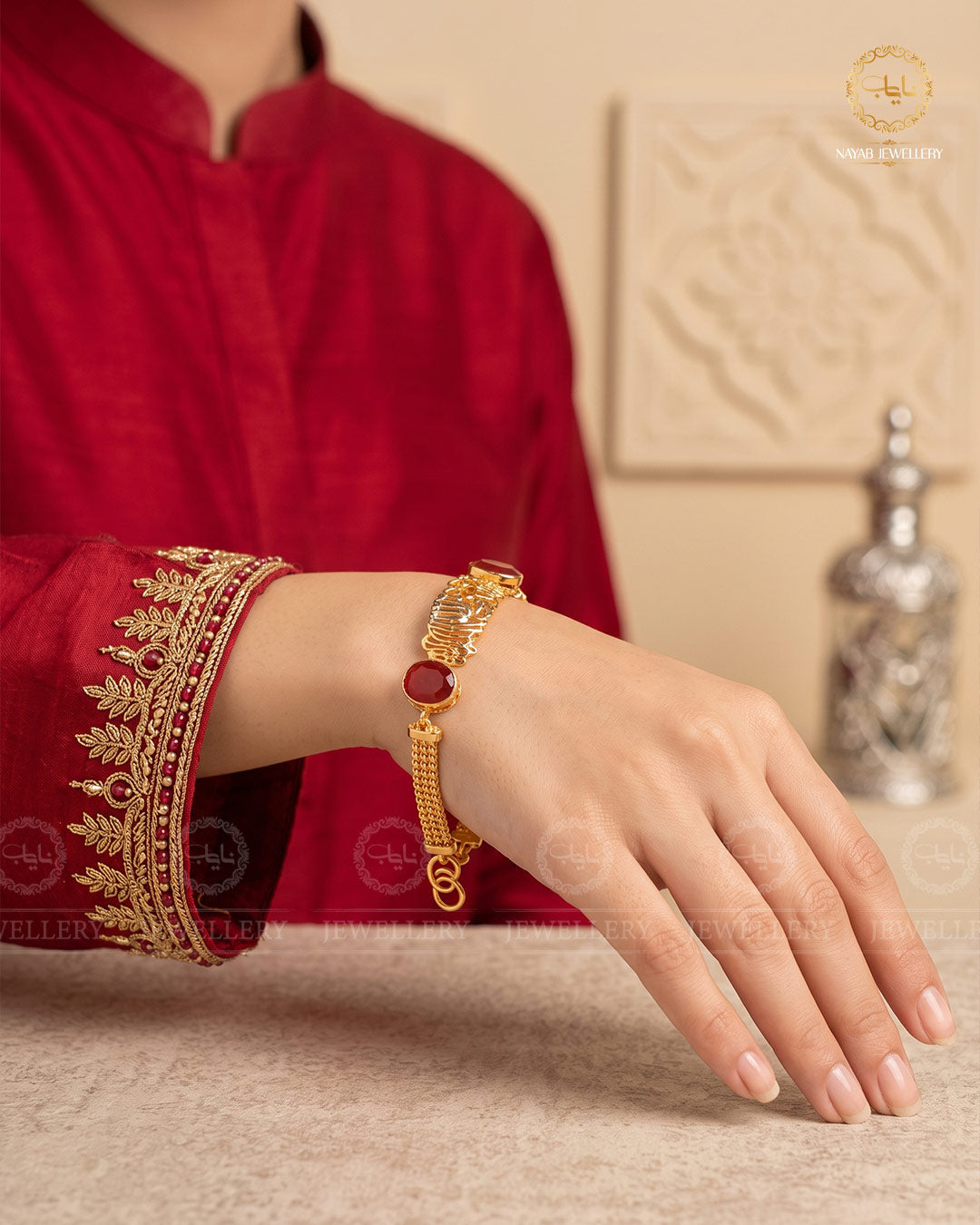 Gold Plated Egyptian Kalma Bracelet  (Size Adjustable) NJ-1370