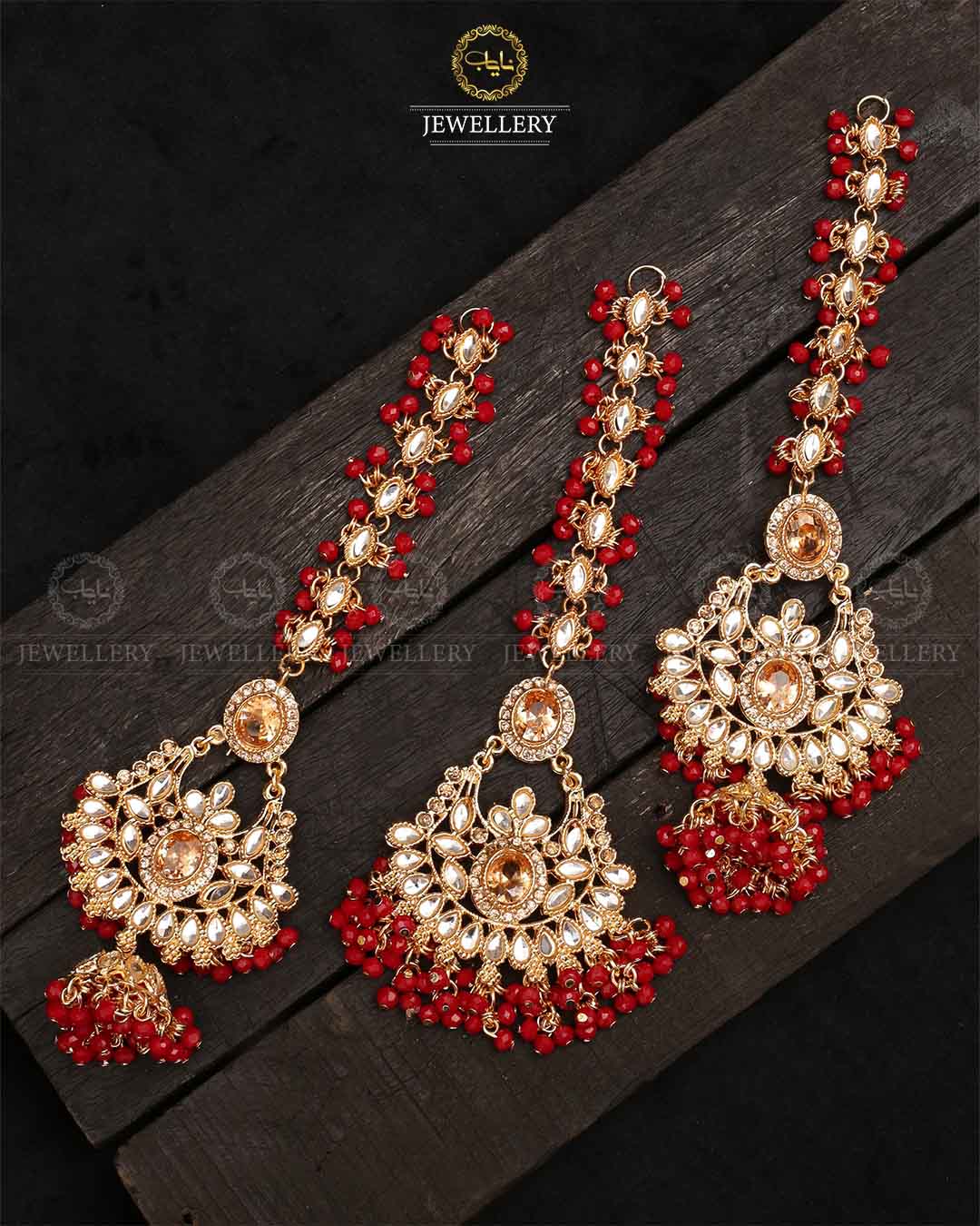 Decent Long sagar jhumka tika-2321-Golden