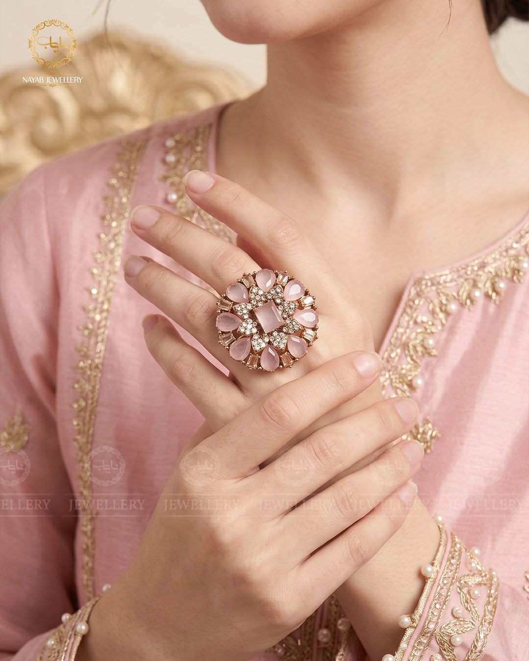 Zirconia Flower Adjustable Ring R-417