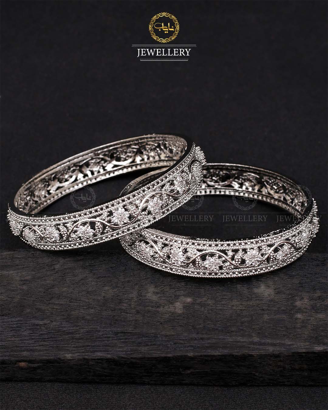 American Dimond Bangles (pair) -2051-Silver