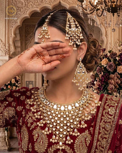Shaheer Kundan Jhallar 5 pcs Bridal set-2118