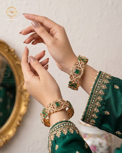 Zohra Zarcon Bangles (Pair)-2640-Green