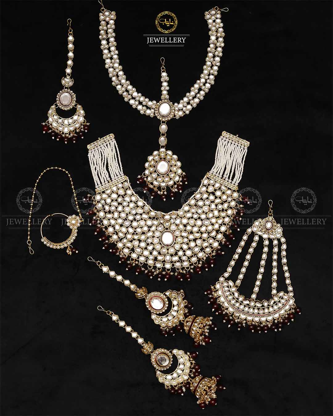 Indian Uncut Kundan 7 pcs Birdal Set-2720 Nayab Jewellery
