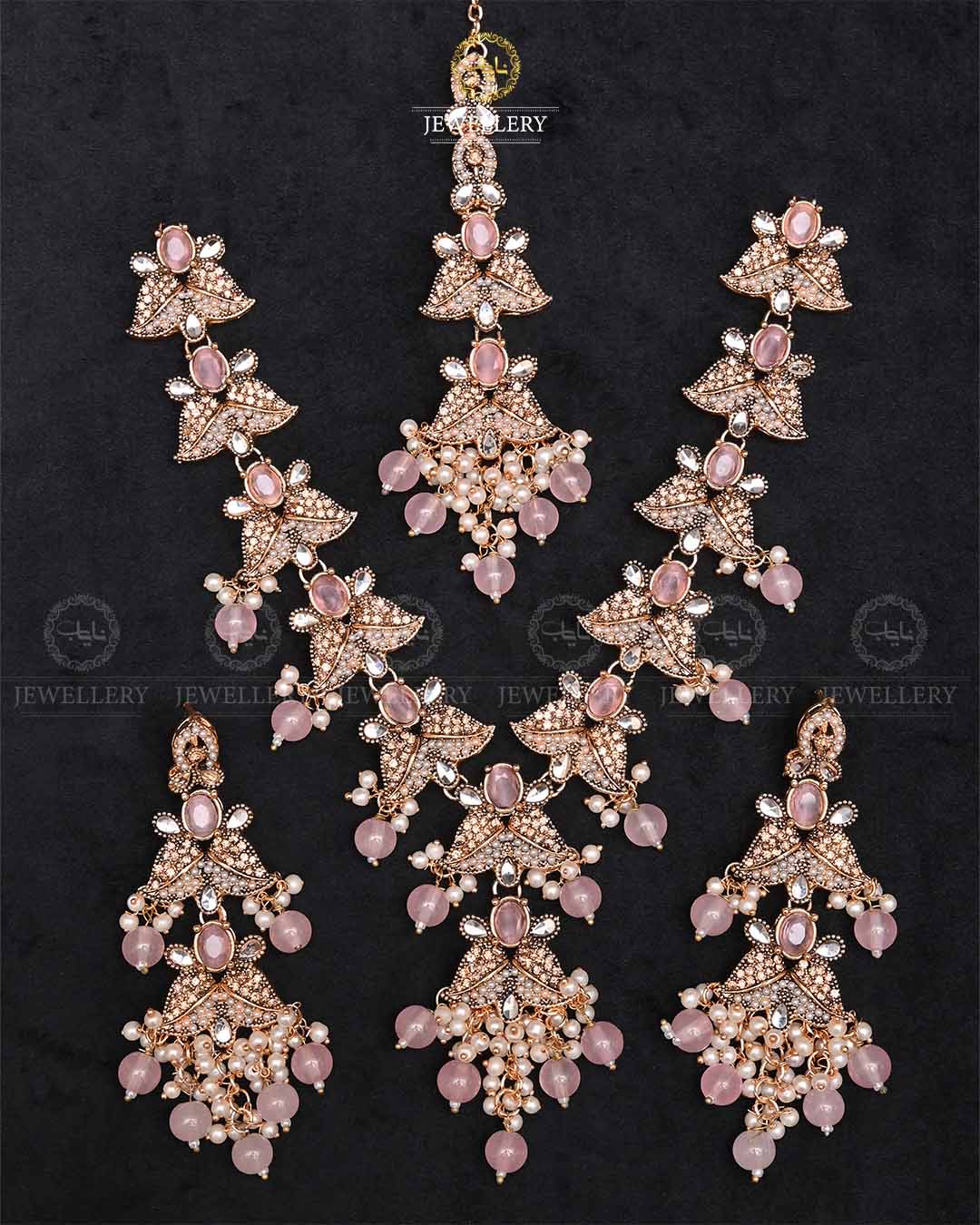 Shinning Star Necklace set with Tika-2260-Golden