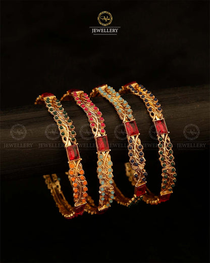 Fancy 4 pcs Bangles-2890-Golden