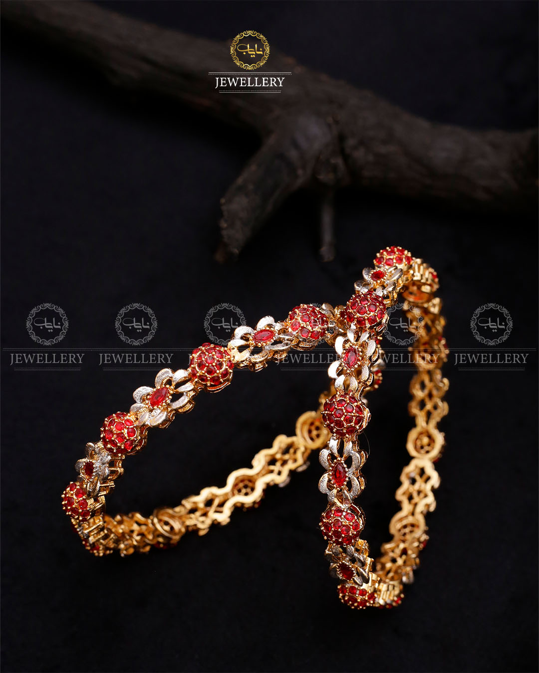 Nerobi Designer Bangles (pair)-2639-Maroon Nayab Jewellery