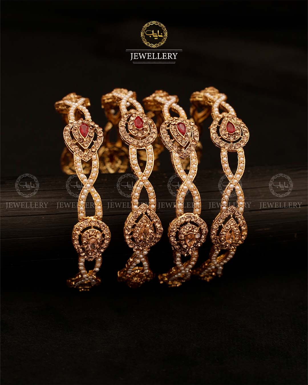 Almond Pearl 4 pcs bangles set-2889