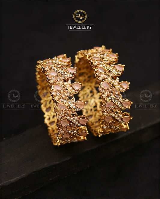Maria Zirconia bangles (pair)-2683 Nayab Jewellery