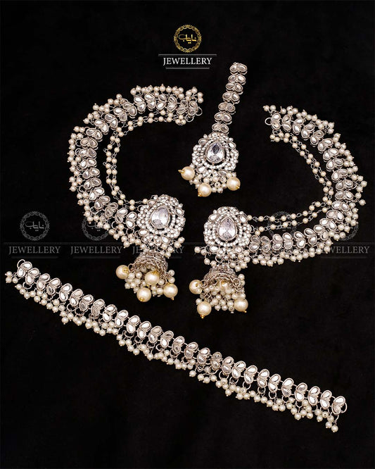 Kundan Chokar with bahubali Earrings Tika -2610 Nayab Jewellery