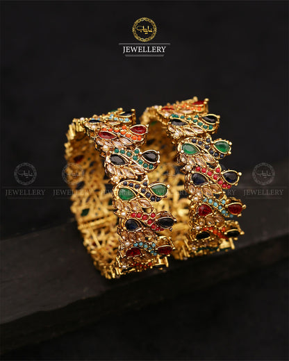 Maria Zirconia bangles (pair)-2683 Nayab Jewellery