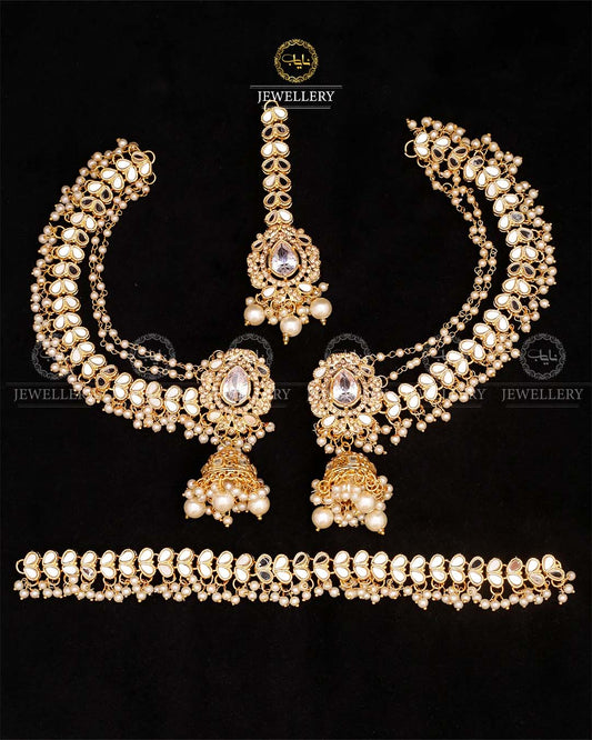 Kundan Chokar with bahubali Earrings Tika -2610 Nayab Jewellery