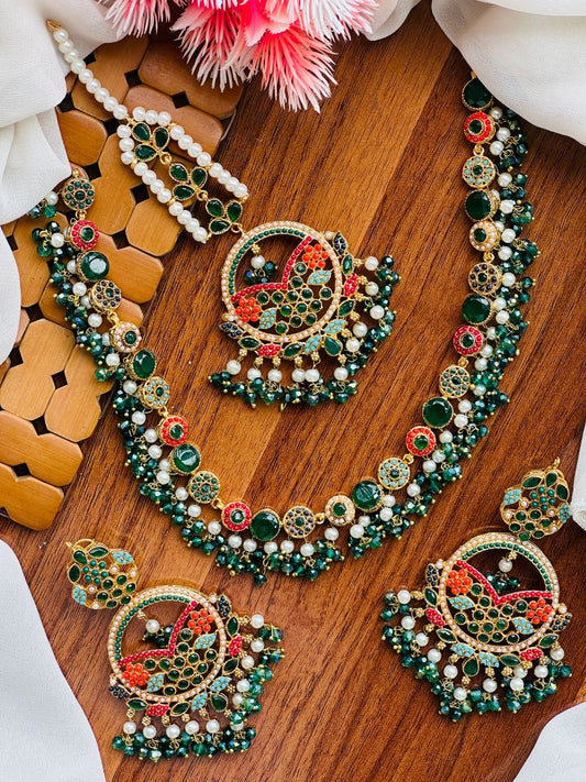 Noratan Necklace set with Tika-2614 Nayab Jewellery