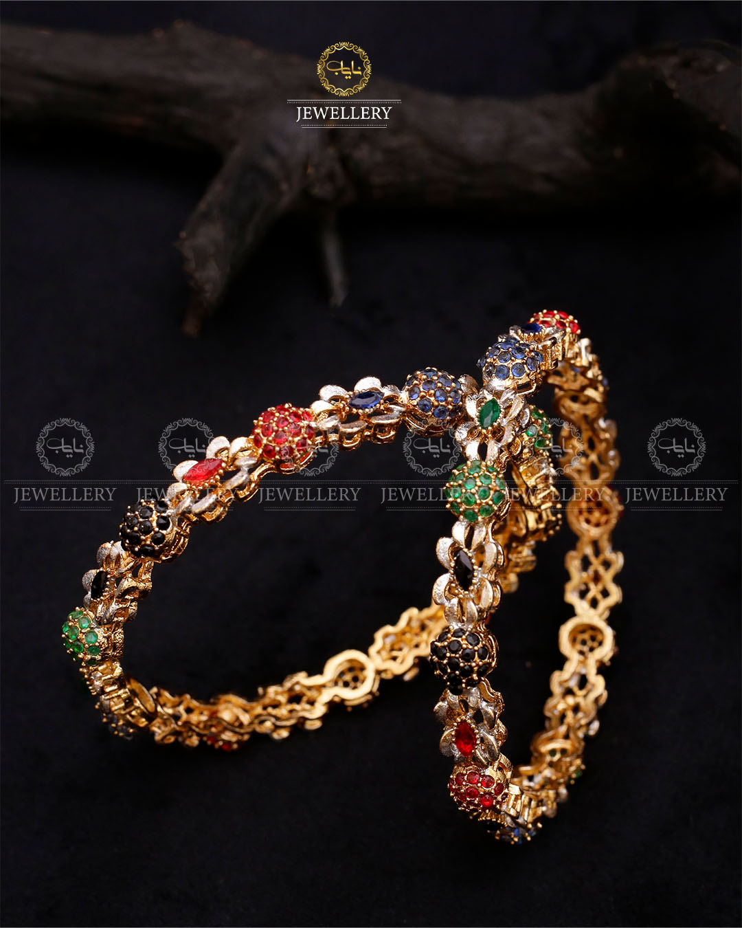 Nerobi Designer Bangles (pair)-2639-Multi Nayab Jewellery
