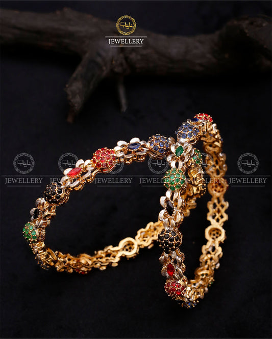 Nerobi Designer Bangles (pair)-2639-Multi Nayab Jewellery