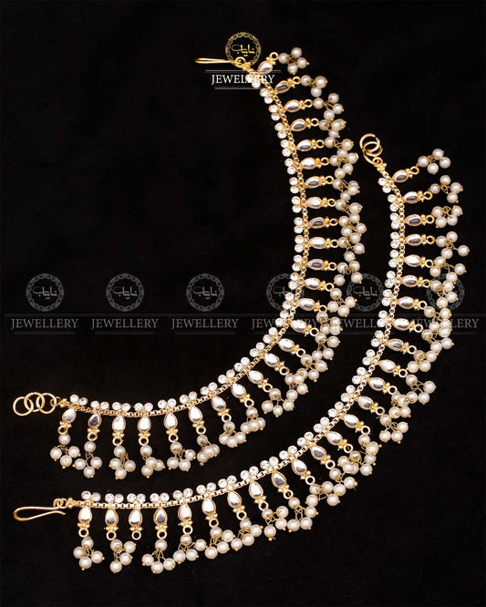Uncut kundan Anklets Pazaib (pair)-2621 Nayab Jewellery
