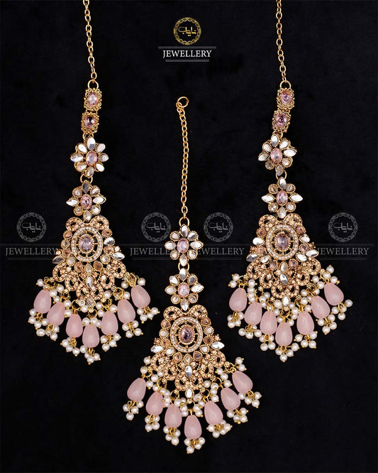 Zarq kundan Earrings Tika-2374-Golden Nayab Jewellery