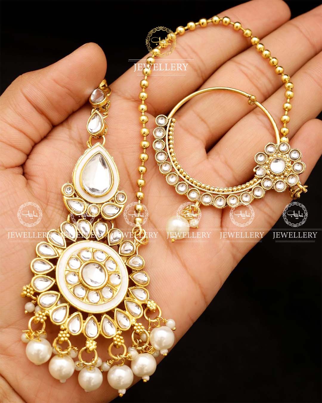 Indian Dubi Kundan 7 pcs Birdal Set-2719 Nayab Jewellery