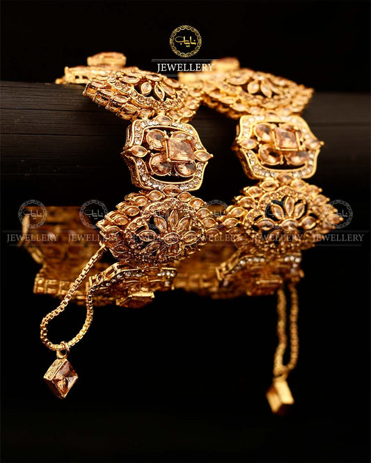 Zirconia Wide Openable Bangles (pair)-2923