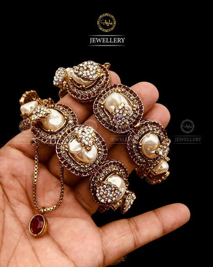 Turkish Mother Pearl Openable Bangles (pair)-2712