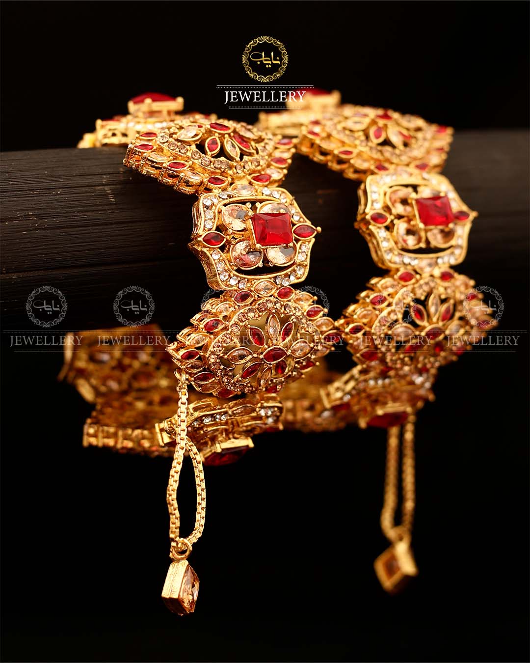 Zirconia Wide Openable Bangles (pair)-2923