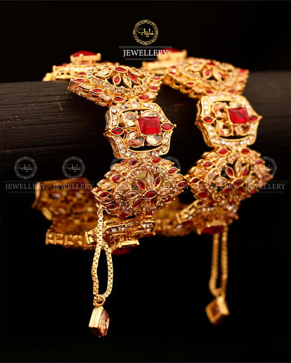 Zirconia Wide Openable Bangles (pair)-2923