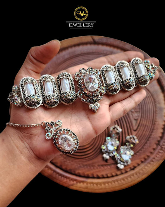 Doublet Stones Mother pearl Necklace set N-1034