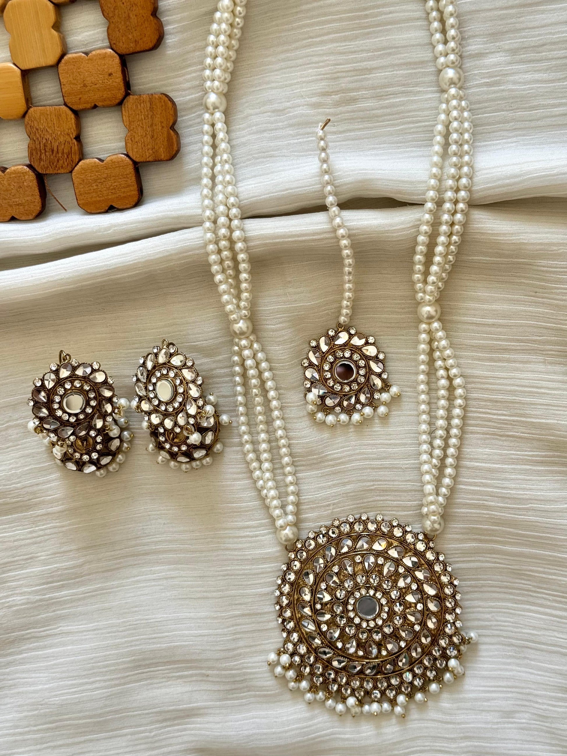 Kundan Mala set with jhumka tika-2376 Nayab Jewellery
