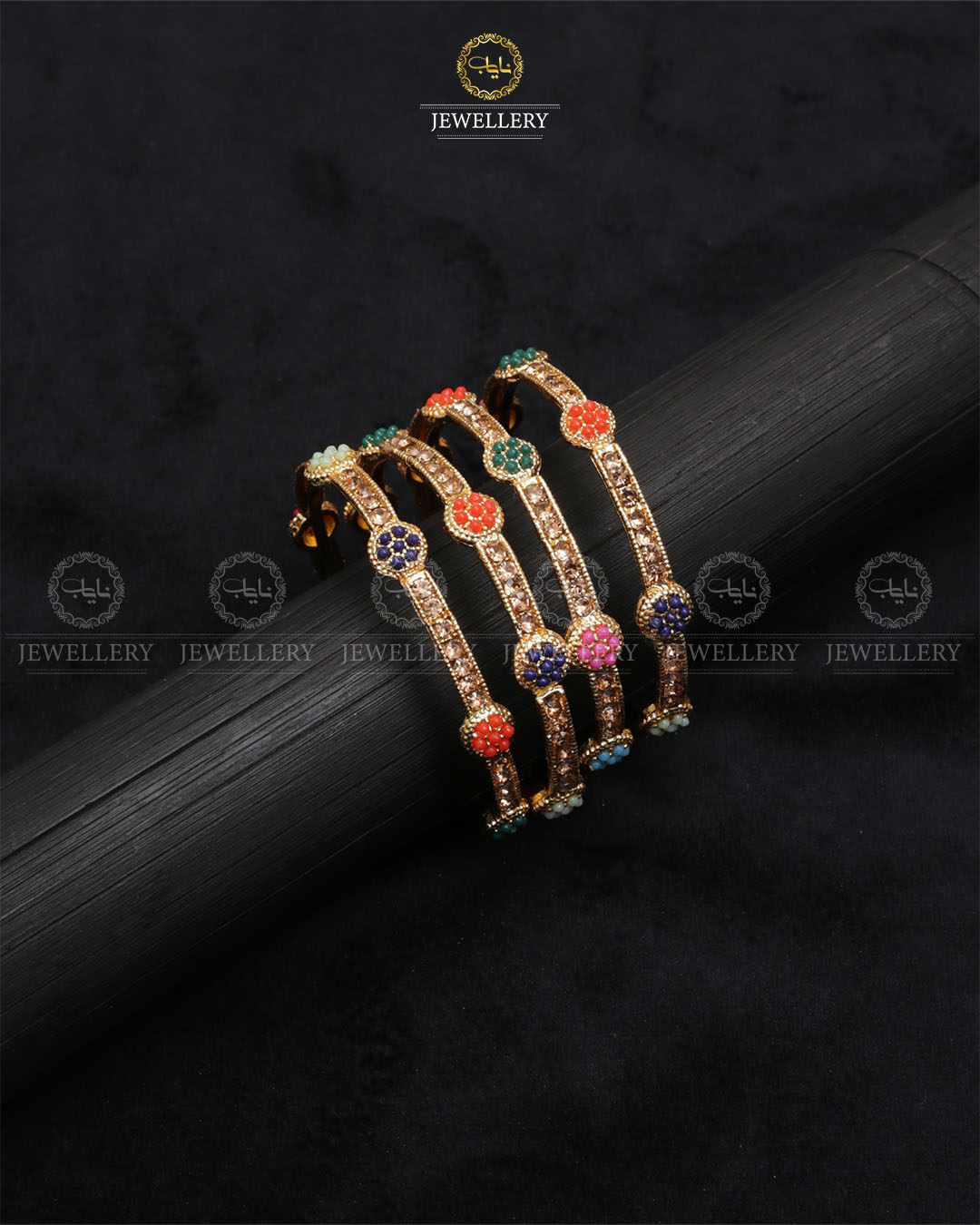 Fancy 4 pcs Bangles for kids-2455-Golden Multi Nayab Jewellery
