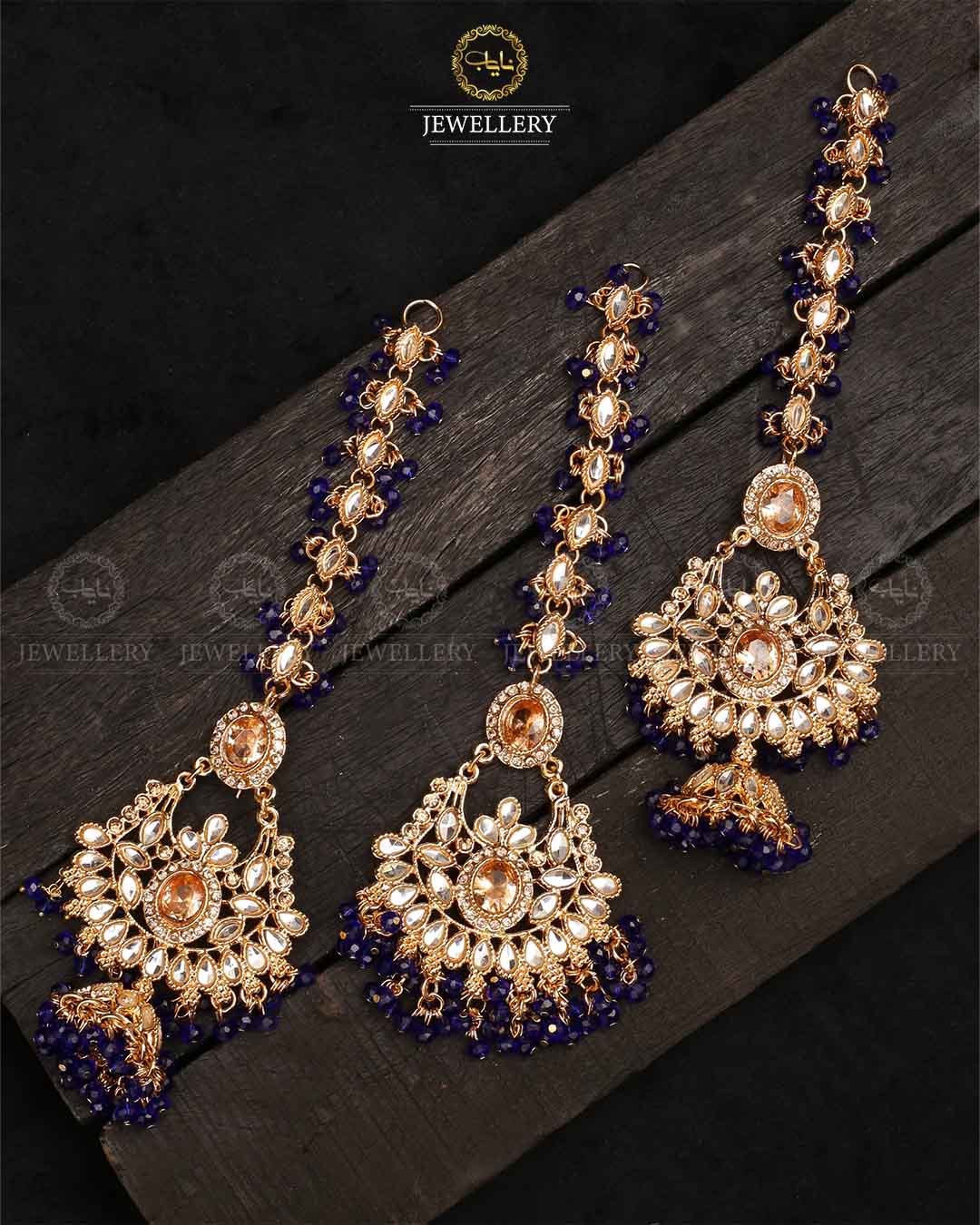 Decent Long sagar jhumka tika-2321-Golden