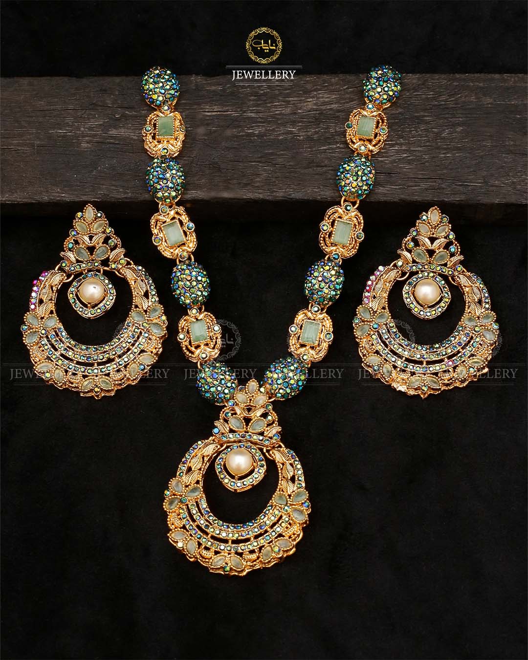 Turkish Necklace set-2534-Golden Nayab Jewellery