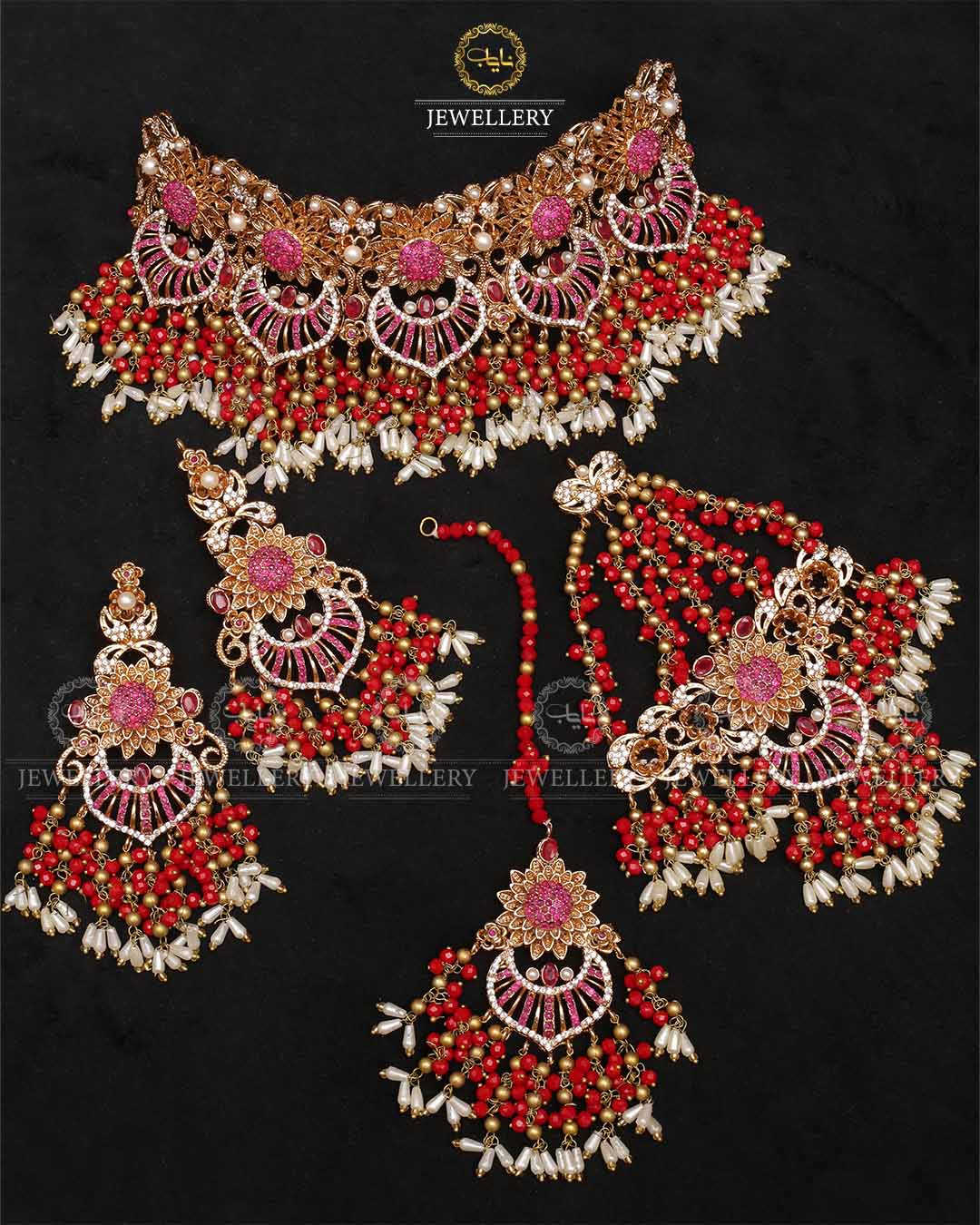 Designer Real stone Bridal set NJ -1673