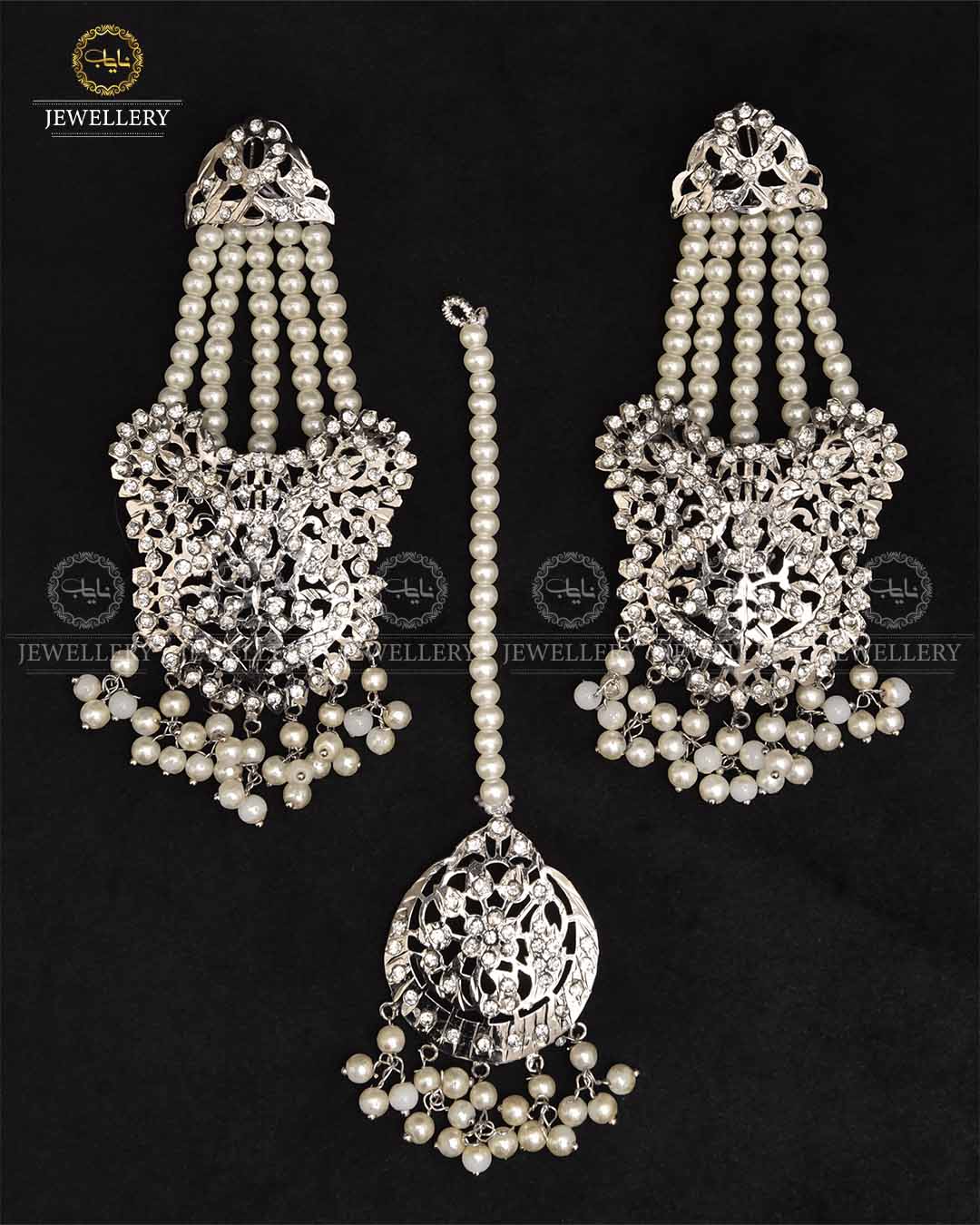 Hyedrabadi Earrings Tika set-2277-Silver