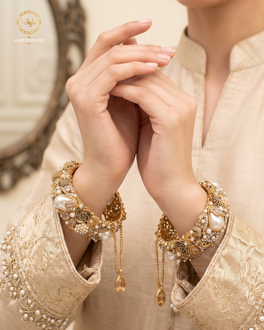 Turkish Mother Pearl Openable Bangles (pair) -2722