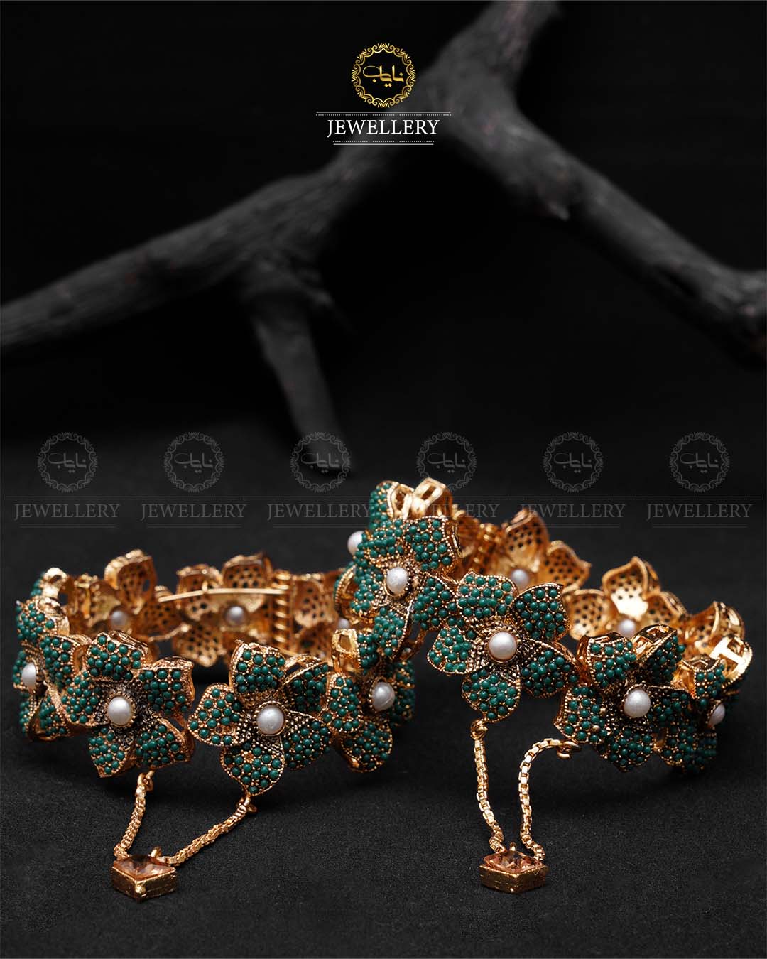 Premium quality Nauratan Flower Openable Bangles (Pair) -NJ-1354