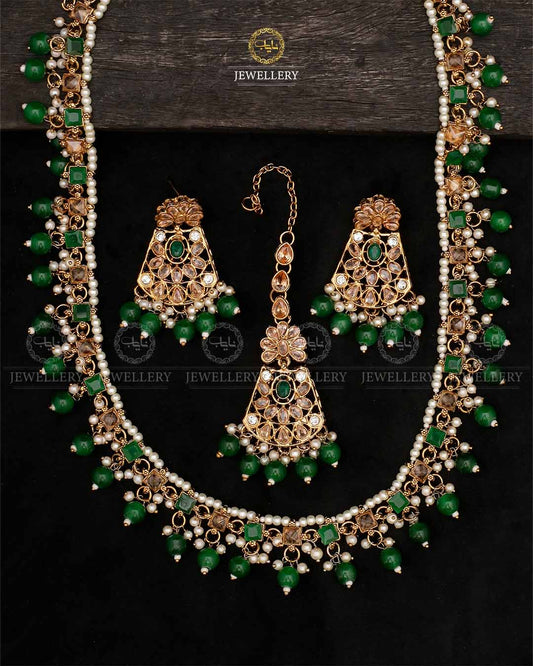Zirconia Long Mala set-2535 Nayab Jewellery