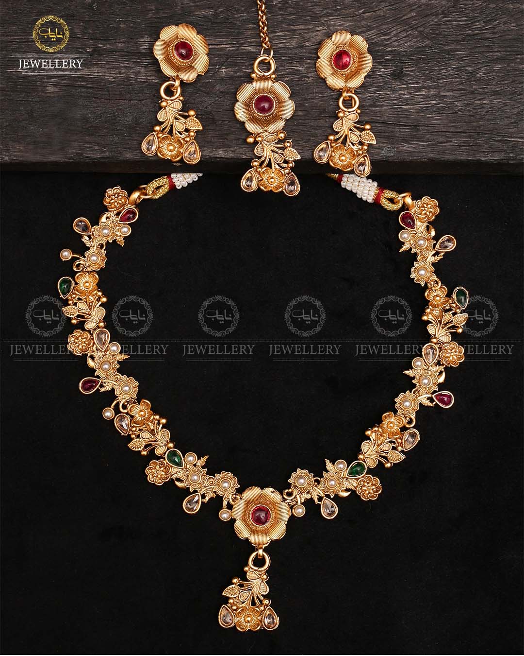 Indian Rajwadi Necklace set with tika-2429