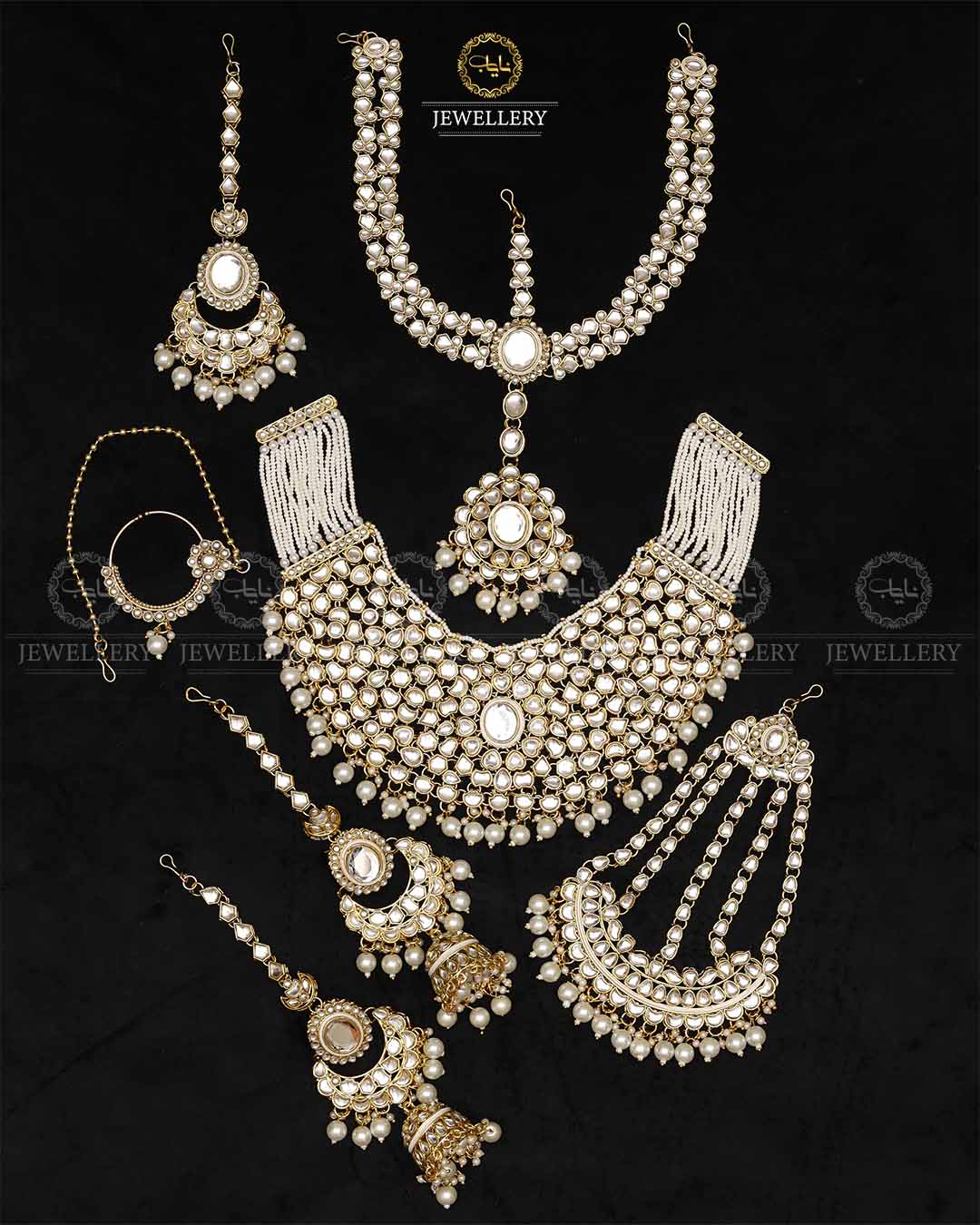 Indian Uncut Kundan 7 pcs Birdal Set-2720 Nayab Jewellery