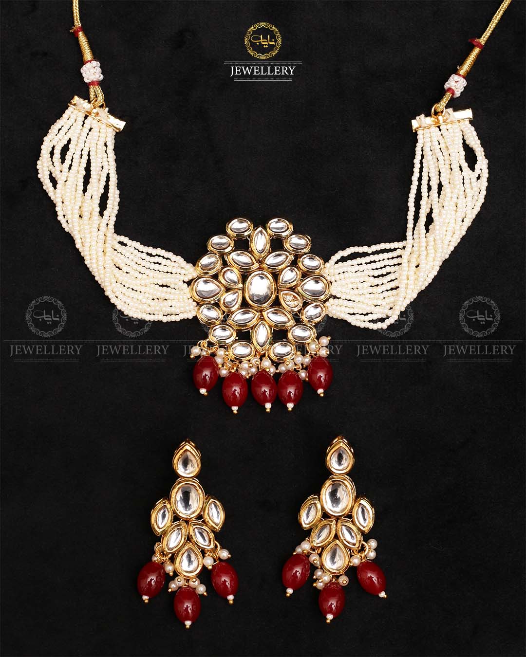 Indian Uncut kundan chokar set (back side meena work)-2427