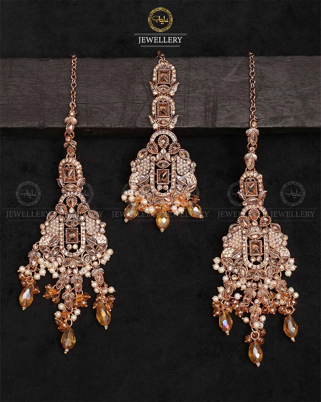 Rajhistani Antique Earrings Tika set-2327-Golden