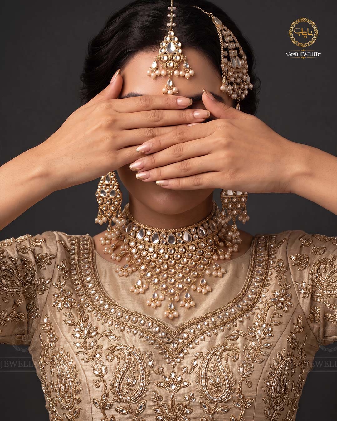 Shaheer Kundan Jhallar 5 pcs Bridal set-2118
