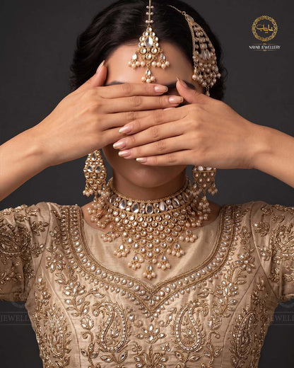 Shaheer Kundan Jhallar 5 pcs Bridal set-2118
